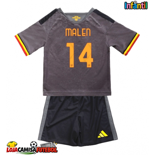Camisa de Futebol AS Roma Donyell Malen #14 Equipamento Alternativo Infantil 2026-27 Manga Curta (+ Calças curtas)
